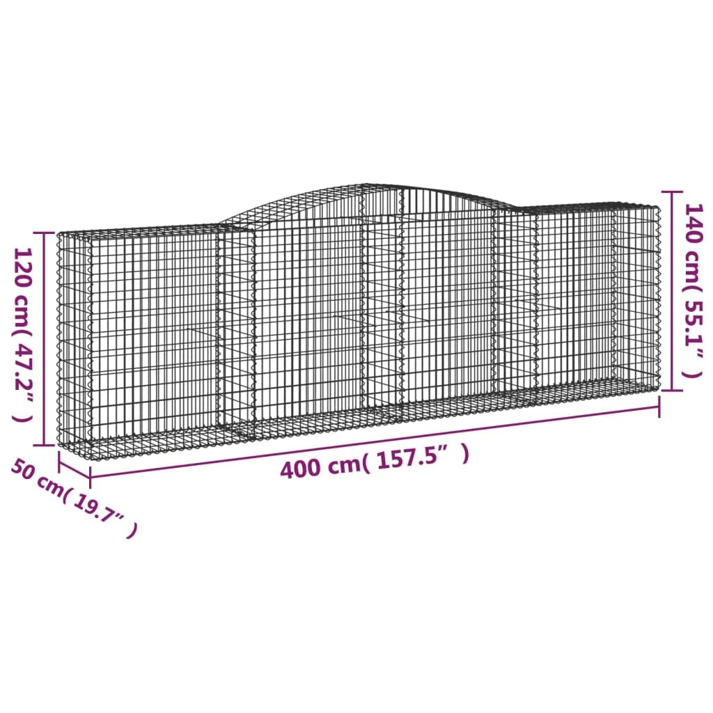 celosias para terraza exteriorenre,rincón Plantas,Cesta gaviones Forma Arco Hierro galvanizado 400x50x120/140 cmIdeal para Jardines, Salones Donde se necesite