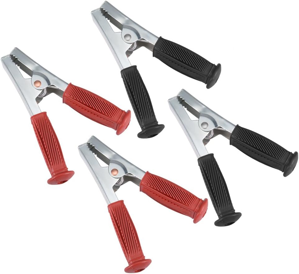 500A Enhanced Crocodile for Cars Booster Cable Clamps Car Battery Charger Clips Alligator Test Lead Clamps Red/Black Grips 2 Pairs (id: 5f8 d7f f12 b69 2fb