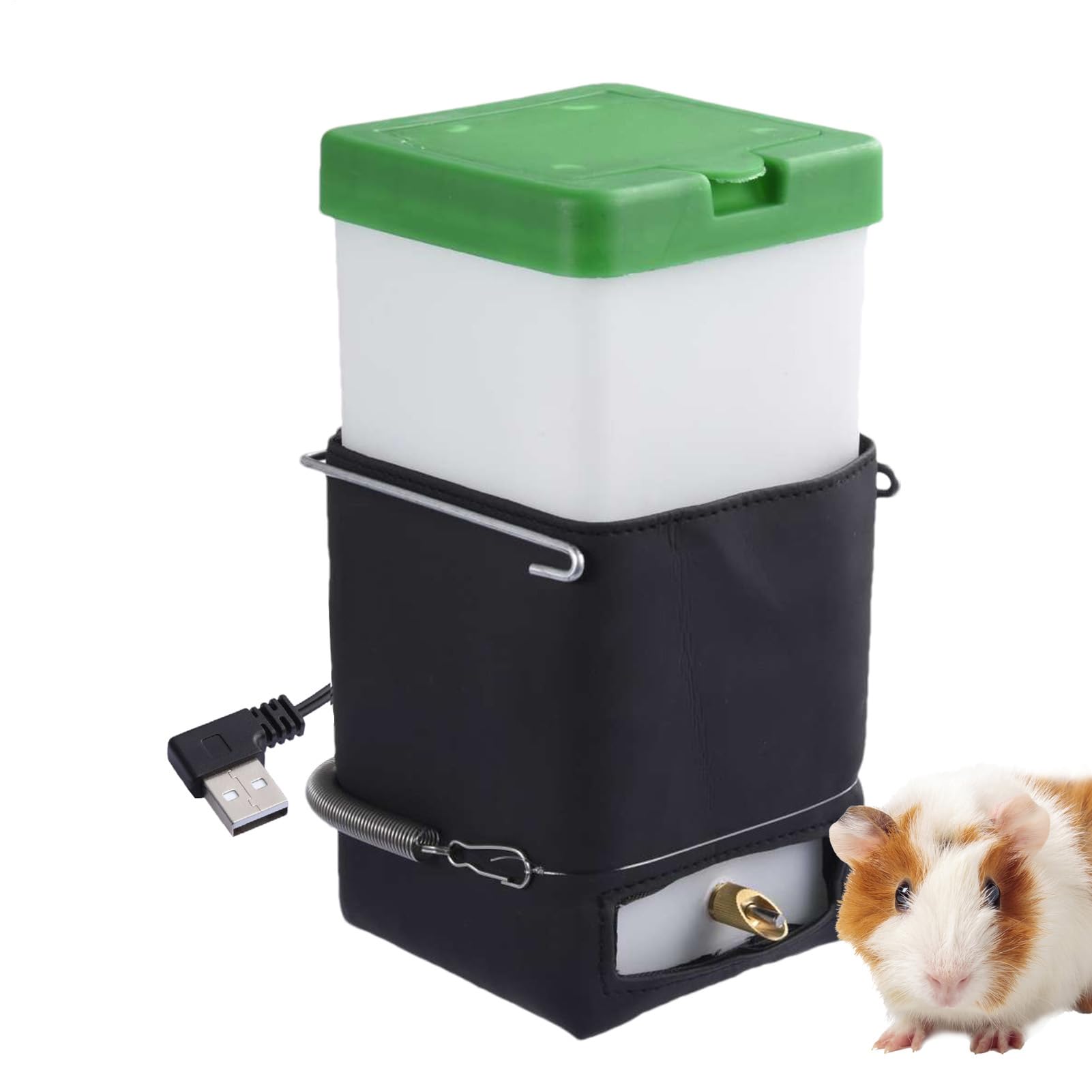 Bebedero para Animales Pequeños: Botella De Agua para Conejos De 1 Litro | Segura Y Consistente, Calentada, para Hámster Antimordeduras A Prueba De Fugas, Calefacción USB | Conveniente Hidrata