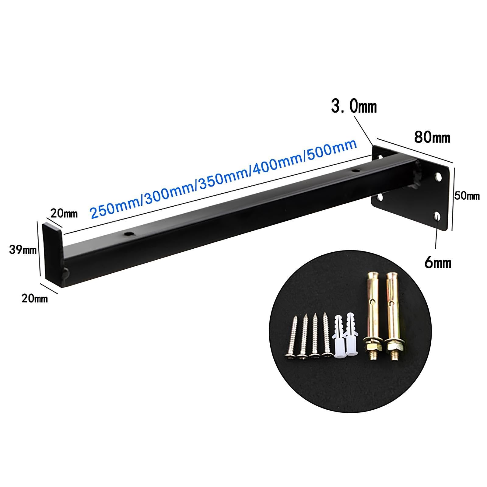 2 Supporti per Scaffali, da 25cm 30cm 35cm 40cm 50cm, Reggimensola a Scomparsa, Reggi Mensola da Muro, Staffe per Mensole Pesanti con Viti(Black,40cm/15.75in)