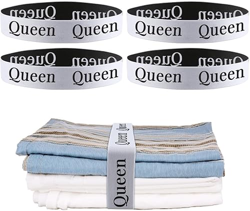 FGY Bandas de organizador de sábanas elásticas para ropa de cama para almacenamiento de ropa de cama y organización de sábanas, 4 piezas (Queen)