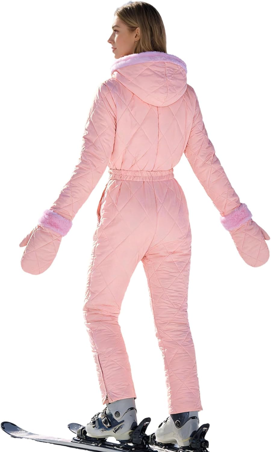 TiaoBug Cozy Snowsuit for Women Insulated Ski Suit Thermal Snow Jumpsuit Fleece Snowsuit Skiing Outfit