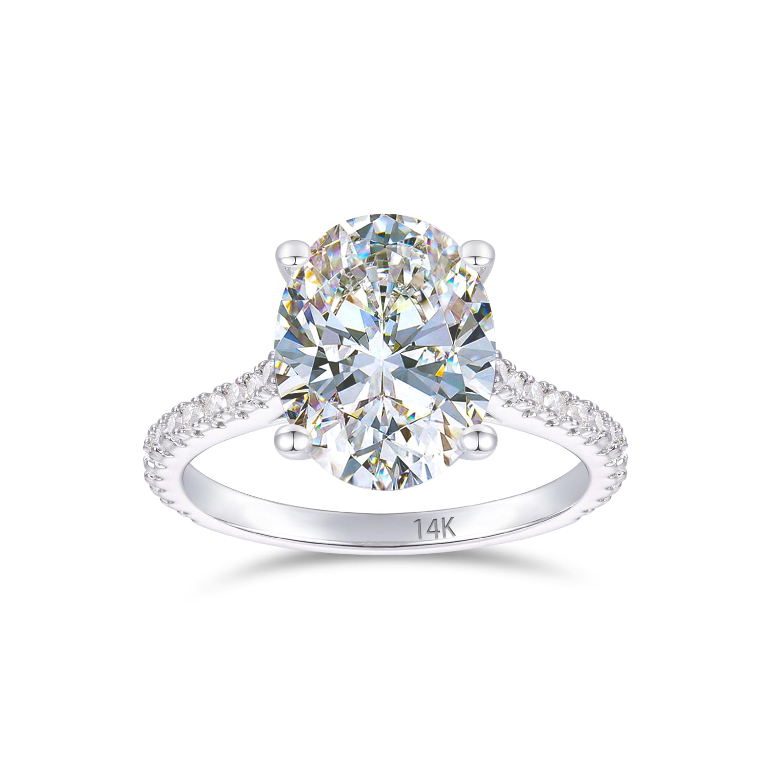 CelaKuta 14K Gold 4ct Oval Moissanite Engagement Ring