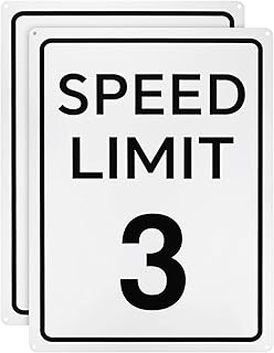 M METERXITY 2-Pack Speed Limit 3 MPH Sign, 16" x 12" Aluminum Weather Resistant Waterproof Rust Free Traffic Sign Traffic Street Signs W 2 Pre-drilled Holes for Outdoor/Indoor Metal Road Sign