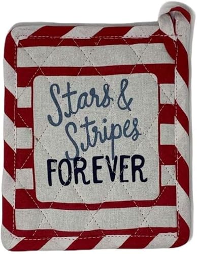 American Patriotic Oven Mitt, Pot Holder, Dish Towels Kitchen Set - Red, White And Blue (Stars & Stripes Forever) #TOP2