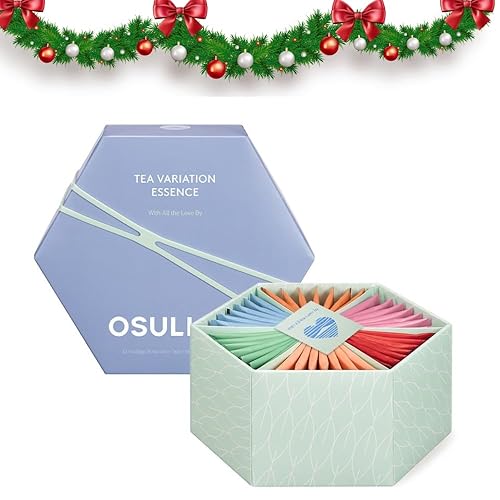 OSULLOC Esencia de variación de té (42 unidades, 6 tipos x 7 ea), guía de regalos de Navidad, juego de regalo de té premium, tarjeta especial de