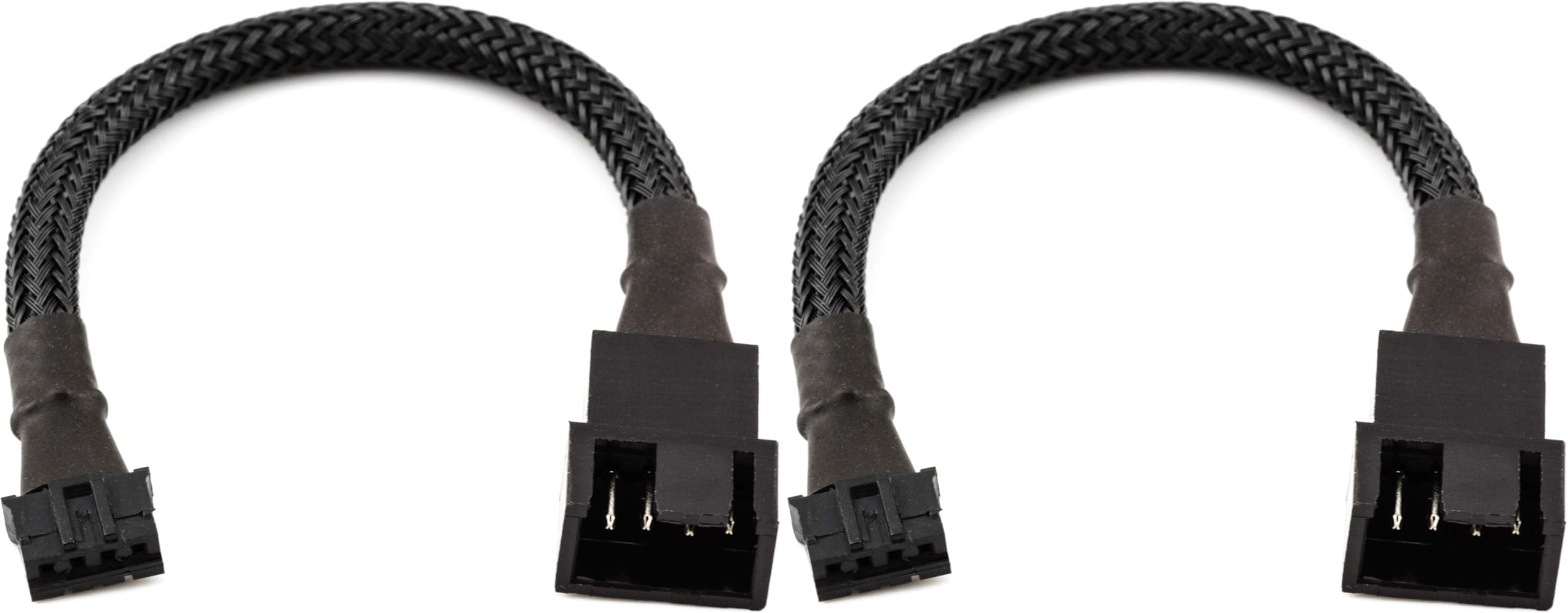 CRJ Micro 4-Pin GPU Fan Adapter Cable - 6-inch (15cm), Black Sleeved - Micro PH (2.0mm) 4-Pin PWM Graphics Card Fan Adapter Cable for Connecting 3-Pin/4-Pin PC Fans (Pack of 2)