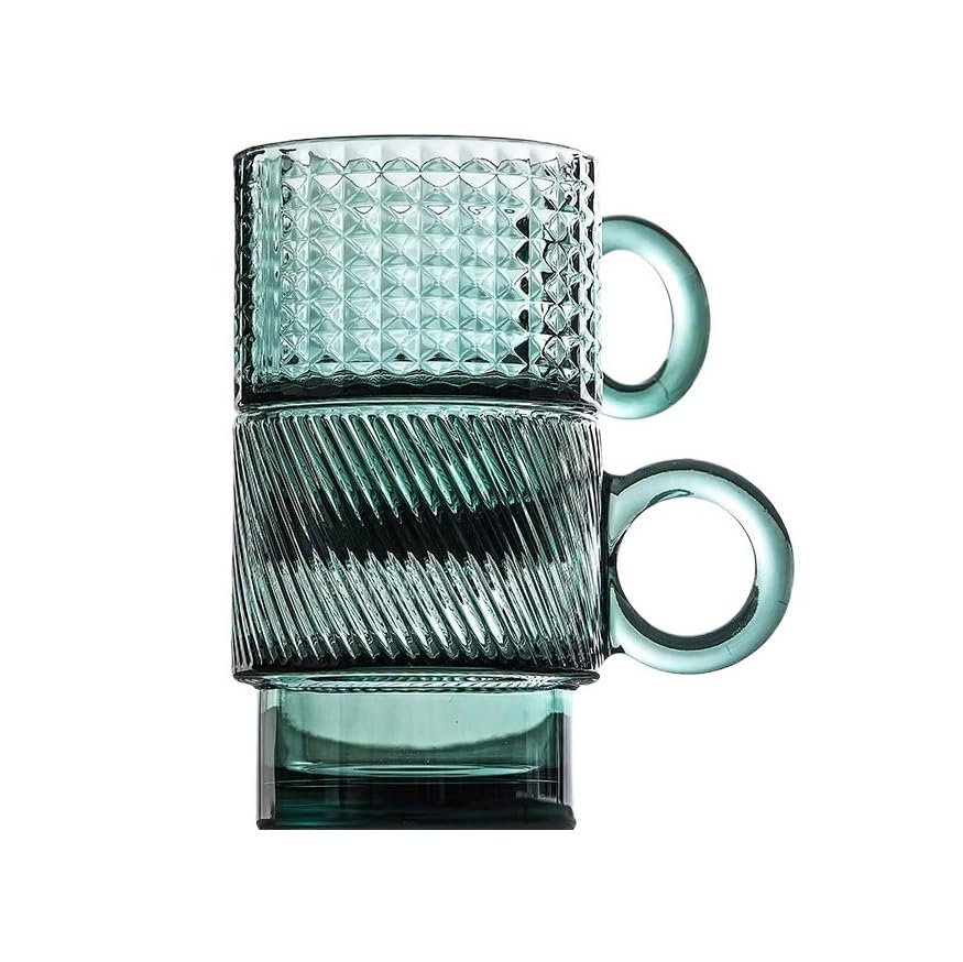 Vasos con asa apilables juego de 2 vasos para cafe te leche y agua