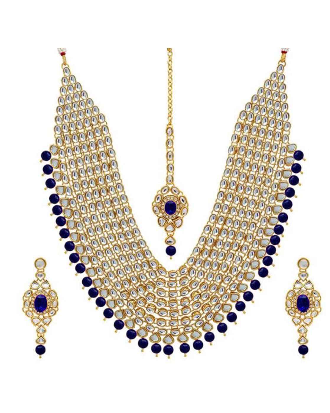 Peora Kundan Pearl Maroon Layered Long Jewellery Necklace Set with Earring Maang Tikka Earrings for Women (B08KLNSMHP) Amazon Price History, Amazon Price Tracker