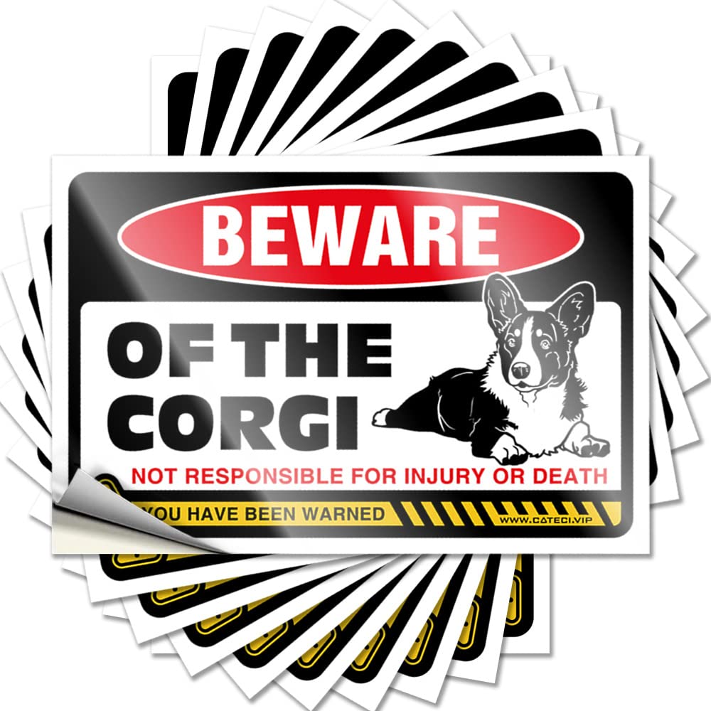 Fzfn Colour Beware Of Corgi Hat Tiny - Western Home Decor Decal Self Adhesive Sticker(12X18cm)