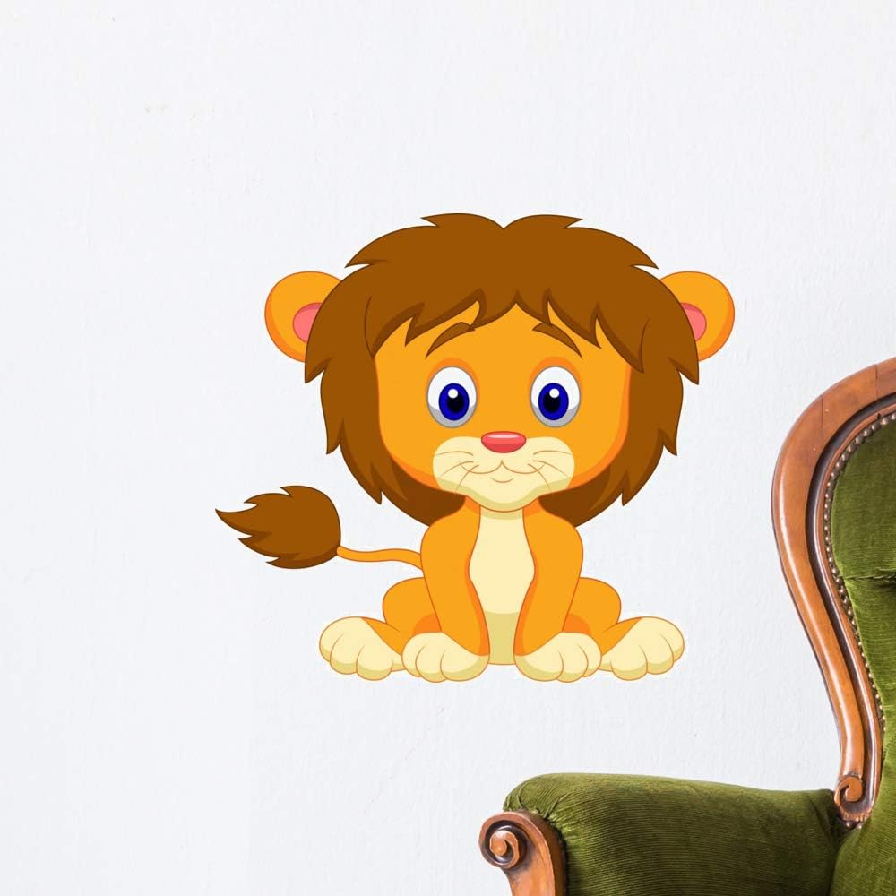 Wallmonkeys Baby Lion Cartoon Sitting Wall Decal Peel and Stick Animal Graphics (18 in W x 16 in H) WM348415