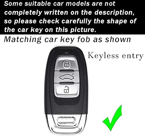 Miniatura 2 de ontto Funda para llave de automóvil compatible con Audi Q5 SQ5 Q3 Q7 Q8 A3 A4 A5 A6 A7 llavero inteligente sin llave con borde plateado negro