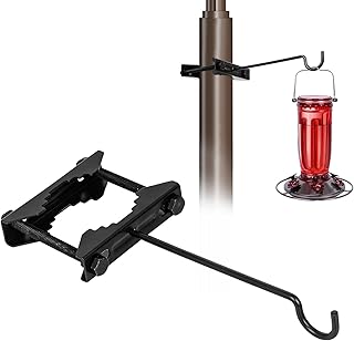 Bird Feeder Hanger Hook for 0.9-2.7" Pole, Iron Clamp-On Deck Hook for Railing Pole, Outdoor Hanging Bracket for Plant, Tree Branch Hooks for Bird House Holder (1 Pack)