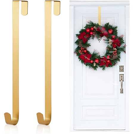 Amazon.com: Kederwa 2 Pack Gold Wreath Hangers for Front Door, 12inch Over The Door Wreath ...