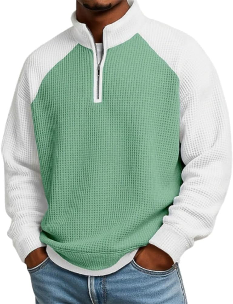 NITRY Men Sweatshirt Half Zipper Standing Collar Color Matching Pullover Classic Sport Casual Long Sleeved Sweatshirts