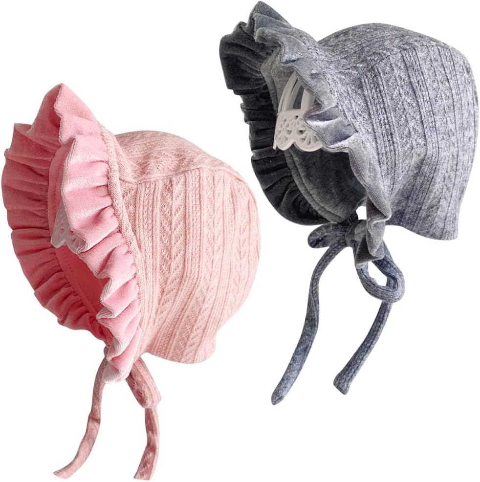 Lovely Baby Girl Bonnet Ruffle Brimmed Baby Hat Soft Cotton Newborn Beanie Winter Baby Hats for Infant Girls
