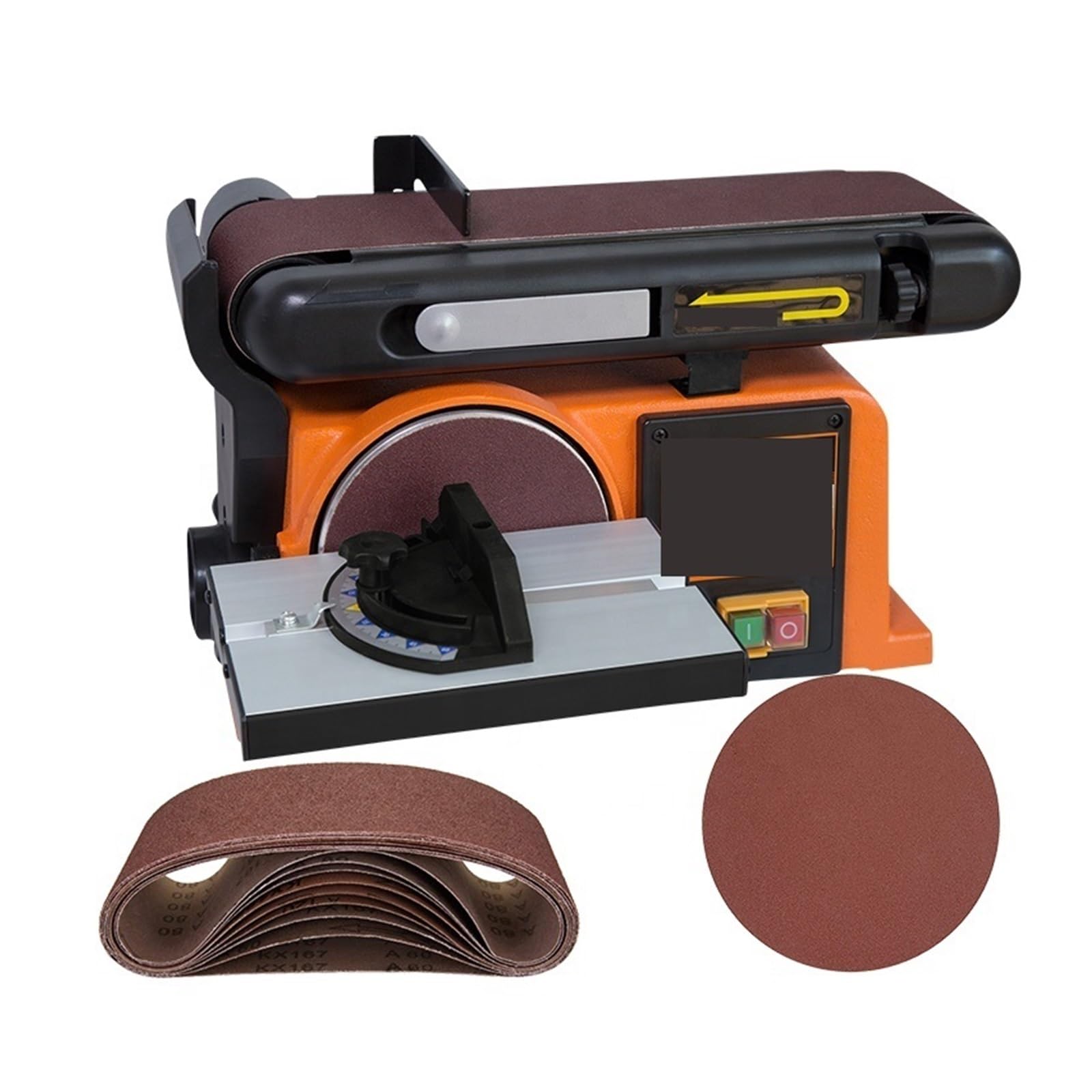 Csdasw Oranje Grinding Wheel Sand Belt Machine Variable Speed Combination Bench Sander Belt Sander Disk With Cast Iron Base Jewellery Diy