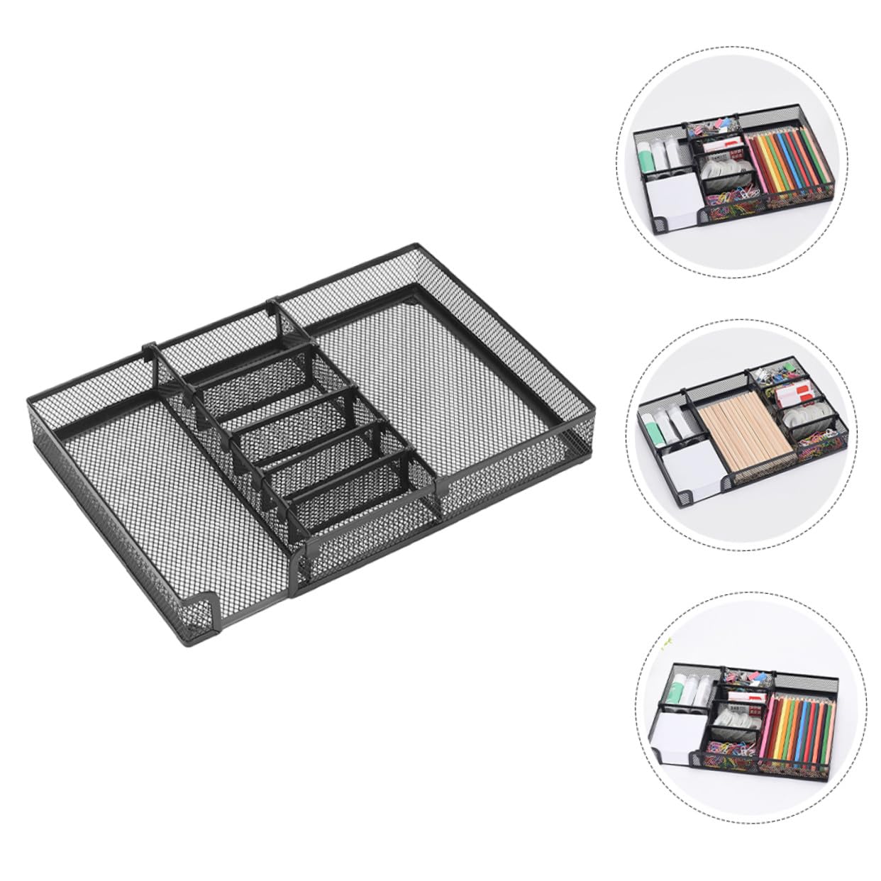 WOONEKY Organisateur de Bureau Métal DIY Polyvalent Plateau de Rangement Modulable pour Tiroirs Support Stylo et Accessoires Pratique pour Bureau Ordonné