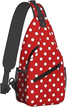 Cute Red Polka Dot Bag for Women Men Sling Chest Bag Backpack with Adjustable Shoulder Strap