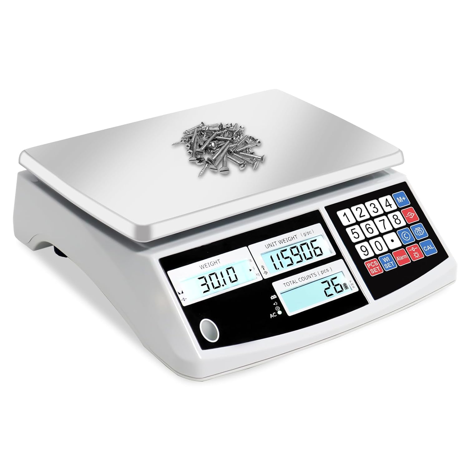 Industrial Counting Scale, Coin Scale to weigh Coins for Collectors, Scale for Parts and Coins,Digital Inventory Scale with Alarm Mode, (30kg/66lb, 0.1g), g/kg/lb