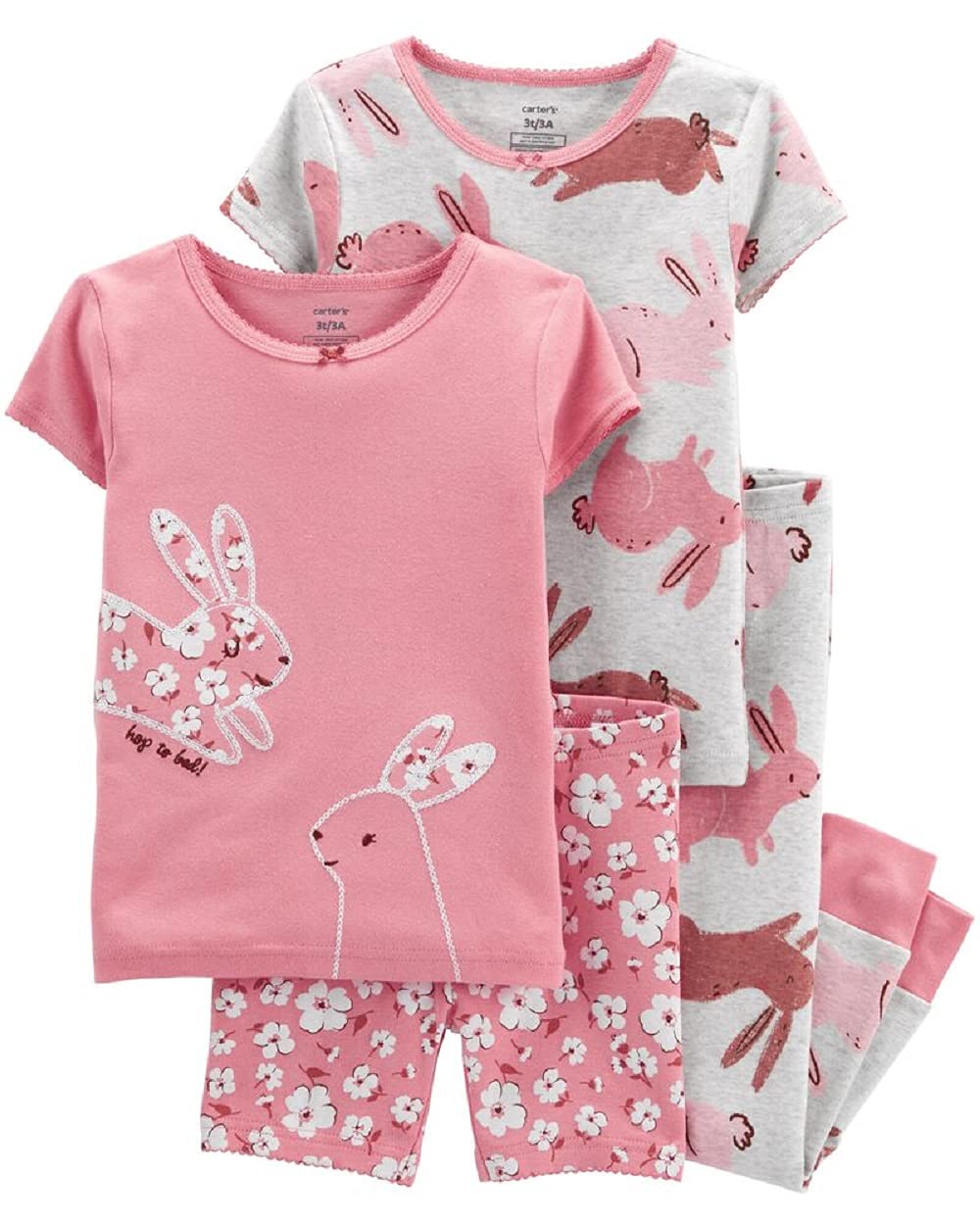 Carter's 4-Piece Bunny 100% Snug Fit Cotton PJs (12 Months) Pink