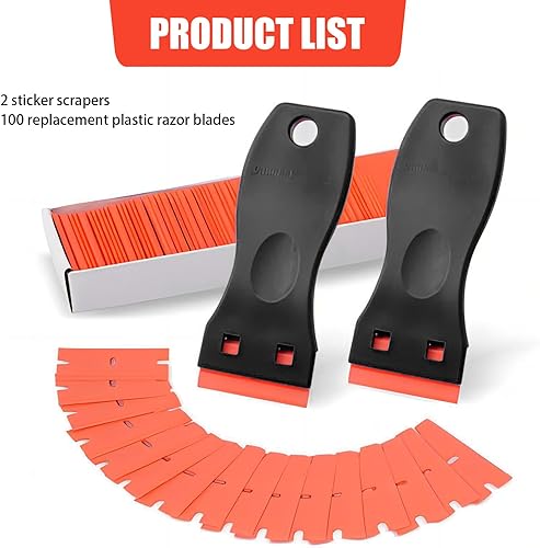 Miniatura 5 de ZBGUN 2 cuchillas multifuncionales de limpieza automotriz, 3.93 x 1.57 x 0.98 pulgadas, raspador pequeño de 100 cuchillas para película de plástico,