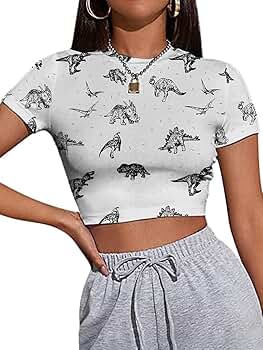 ★AWESOMEUS★ A STANDING DINOSAUR CROPPED HALF SLEEVE T-SHIR Dino-Crop_top-Front.jpg?v=