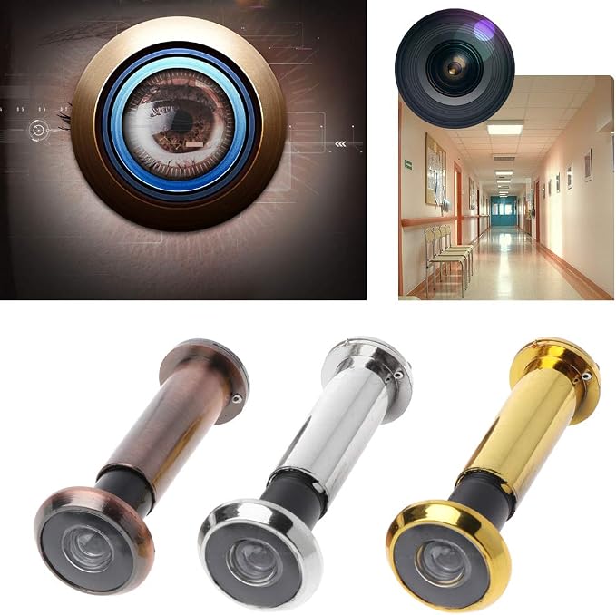 Mirilla de alta resistencia para puerta con visor oculto de seguridad, cubierta trasera anti-espiar para casa, oficina y hotel, lente de vidrio con ángulo de 220 grados, cubierta sólida de latón para privacidad miniatura 7