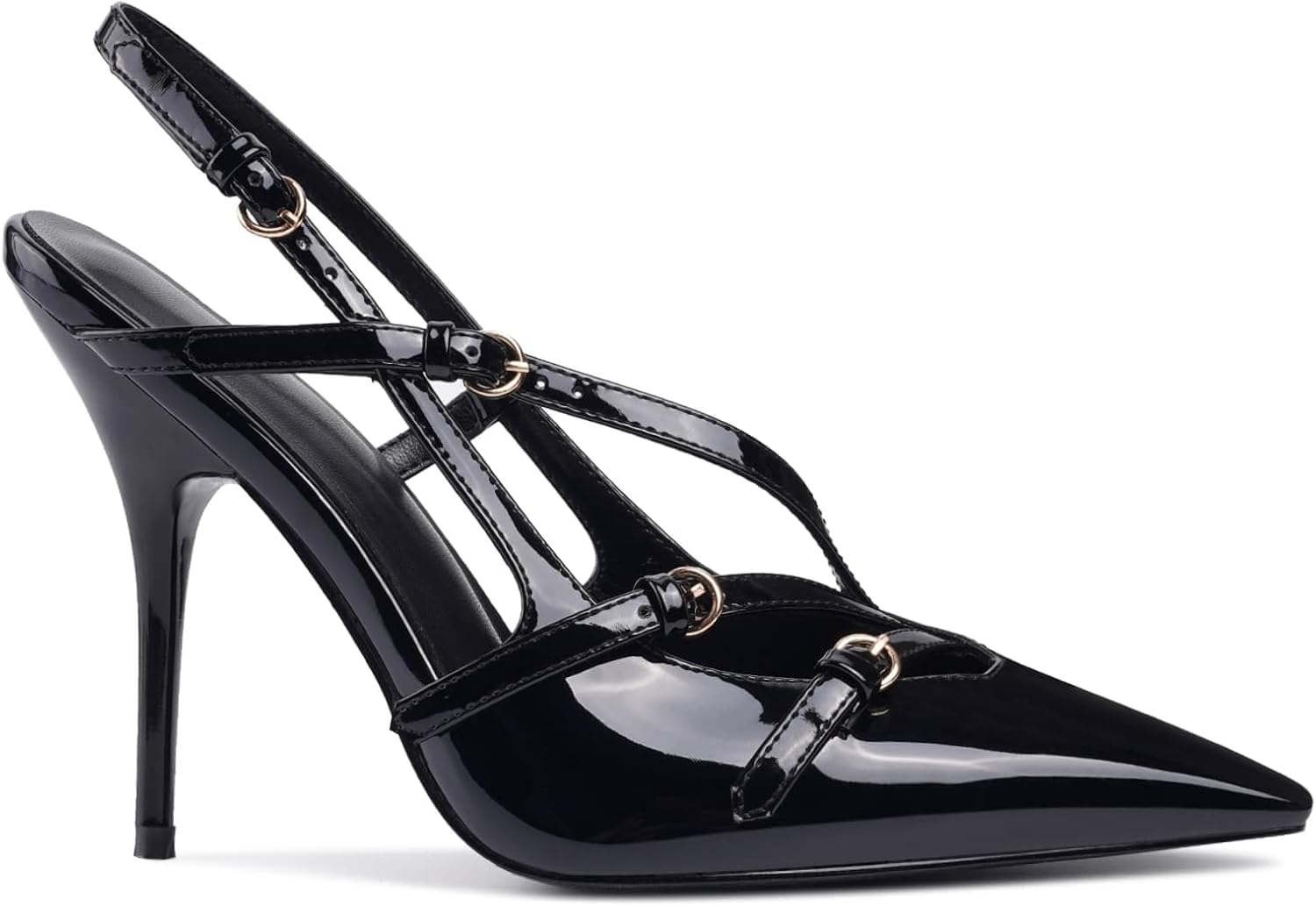 CORNMOOD Slingback Kitten Heels for Women Pointed Toe Stiletto Low Heels with Buckle Strap Heeled Pumps Sandals - Image 7