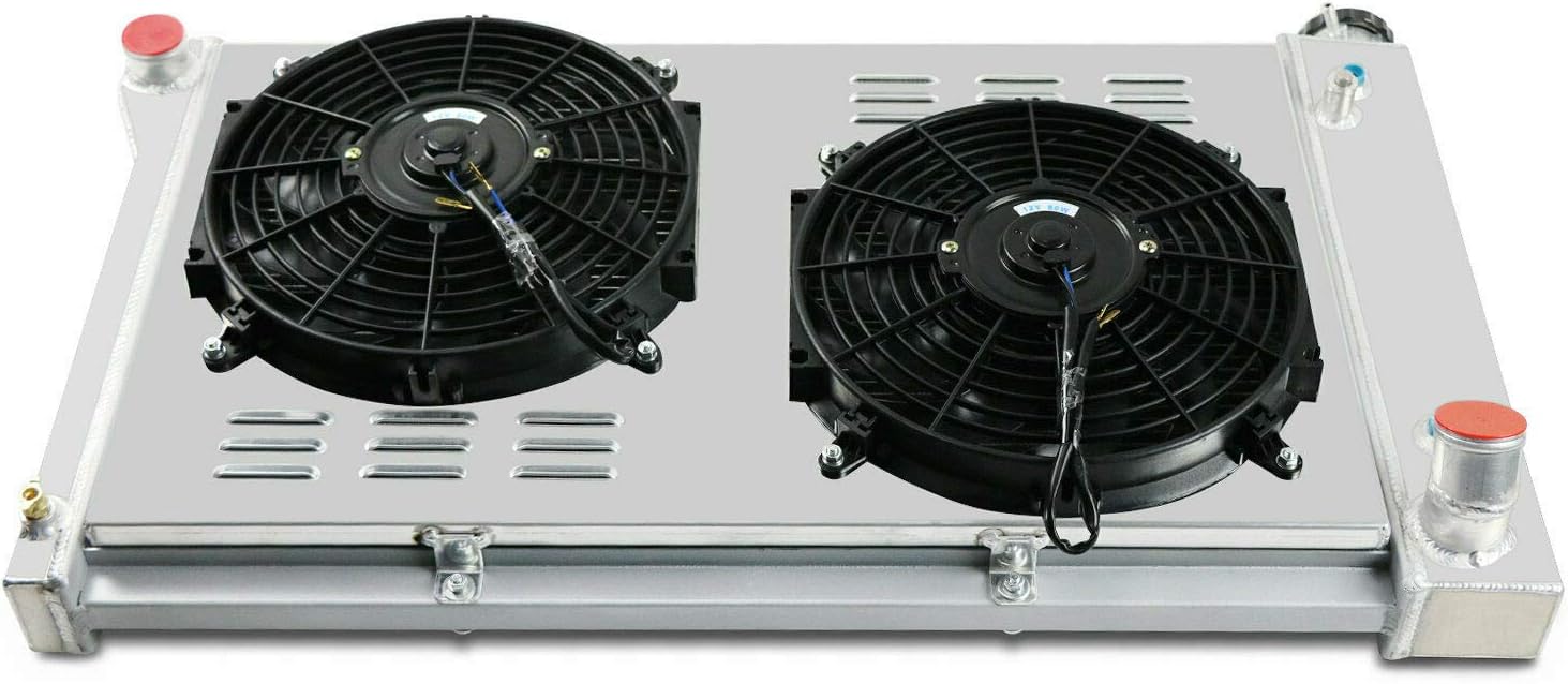 ALLOYWORKS CU369 Radiator Compatible with 1967-1972 Chevy GMC C/K Series C10 C20 C30 Pickup Suburban Truck 1971 1972 Radiators, 3 Row Radiador 2 X12" Fan Shroud Relay Kit, Full Aluminum, AT MT