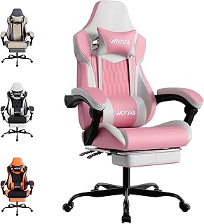 WOTSTA Gaming Chair, Ergonomic Gaming Chair with Footrest and Lumbar Support, Computer Chairs, Height Adjustable Computer …