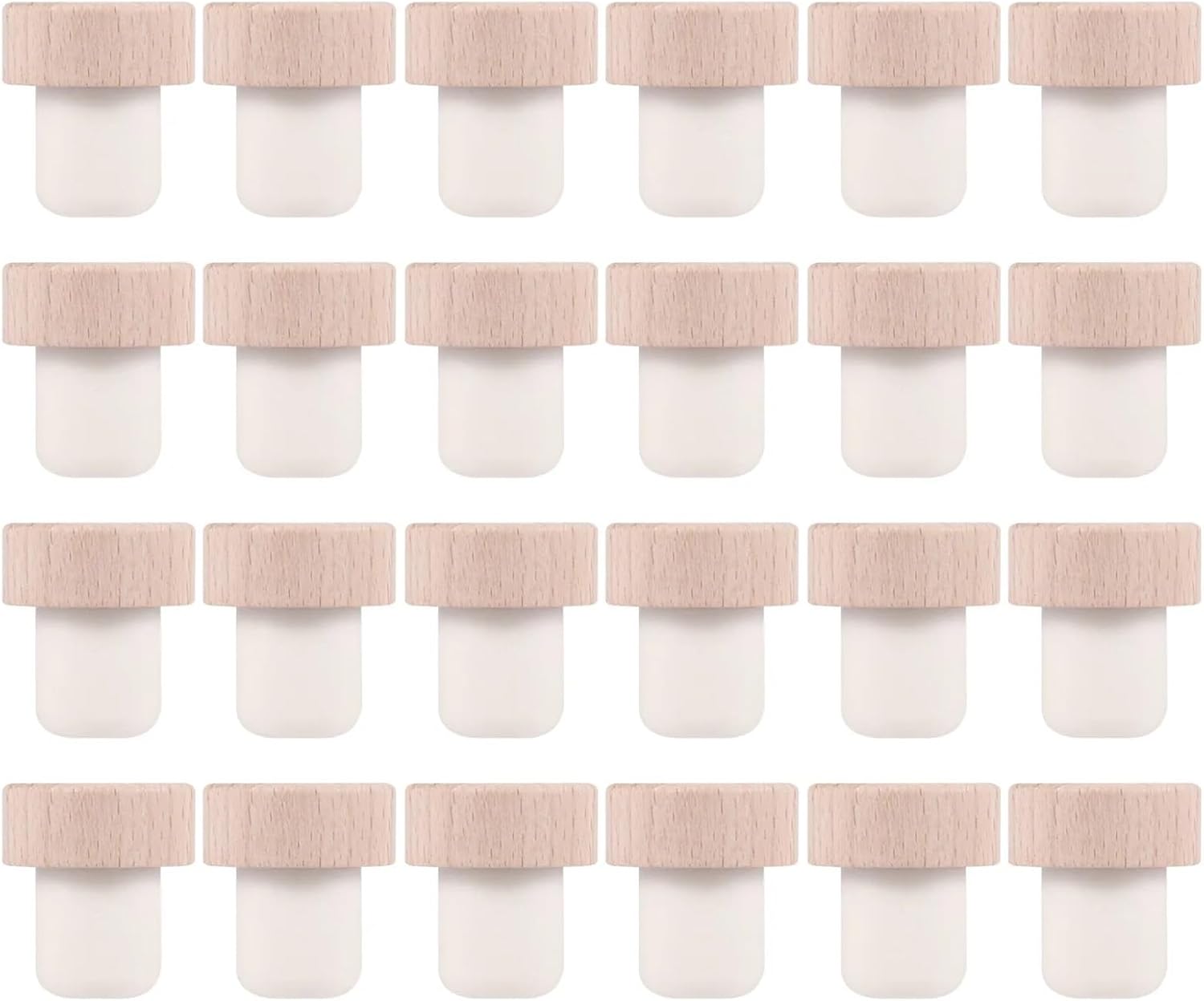 Natural Wood Wine Corks 24 Pcs Wine Bottle Corks T Shaped Plugs Reusable Stopper Wooden and Rubber