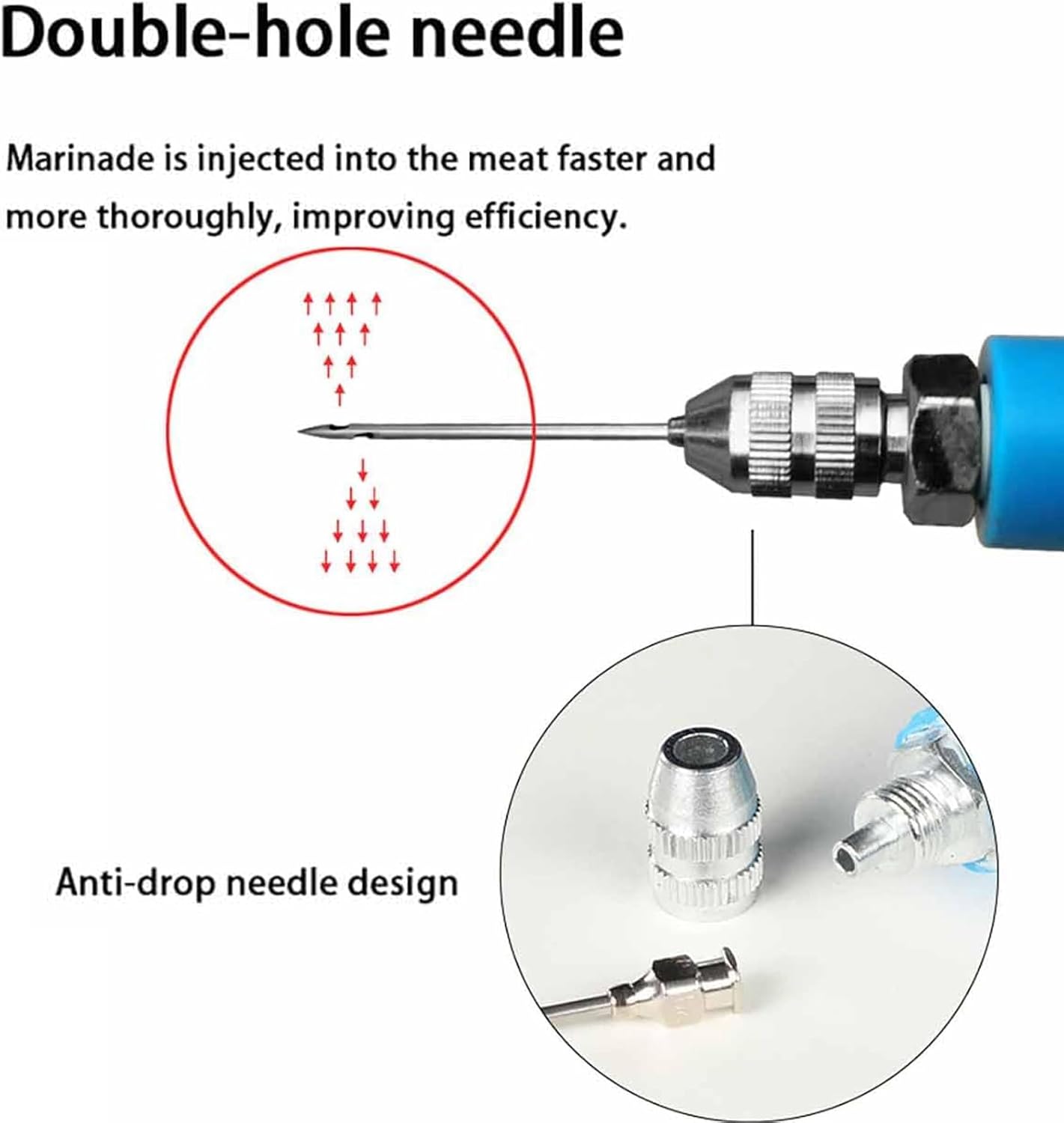 Electric Meat Injector Gun Pump, Meat Saline Syringe Pump with Dual Pumps, Hose & 10 Stainless Steel Needles, Easy Marinating, for Cooking Grill Barbecue Syringe Injects Flavor in Meat