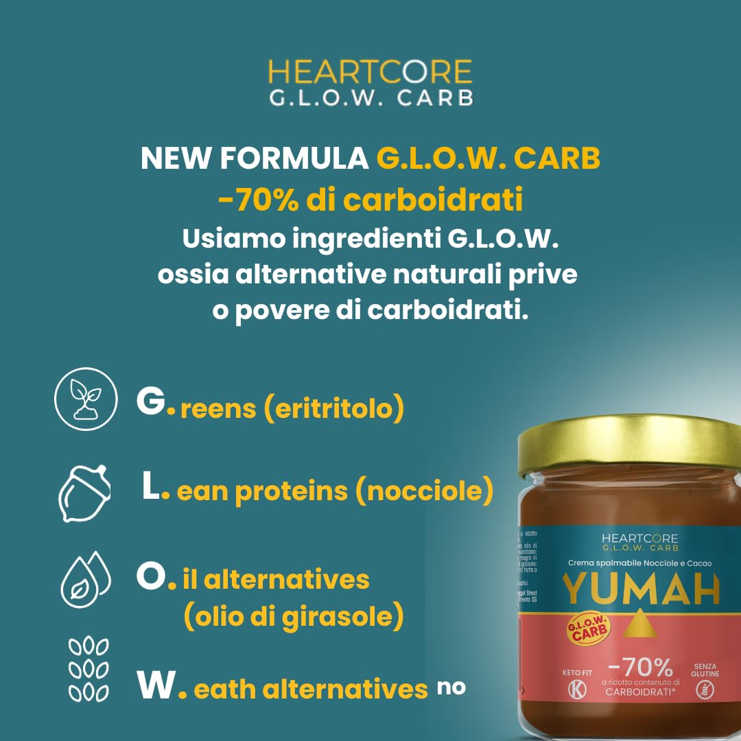YUMAH - Crema Spalmabile Cioccolato e Nocciole 200g, -70% Carboidrati, Senza Zuccheri, con Eritritolo, Low Carb, Ideale per Dieta Chetogenica, Alto Contenuto Proteico (3 Vasetti)