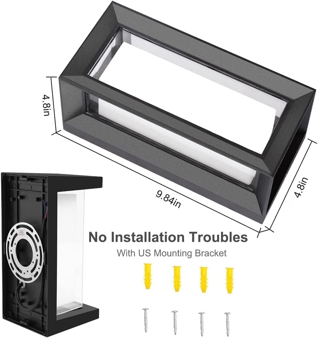 LEDMO LED Wall Porch Light Outdoor,2 Pack Waterproof Modern Wall Sconce 6000K Exterior Light Fixture