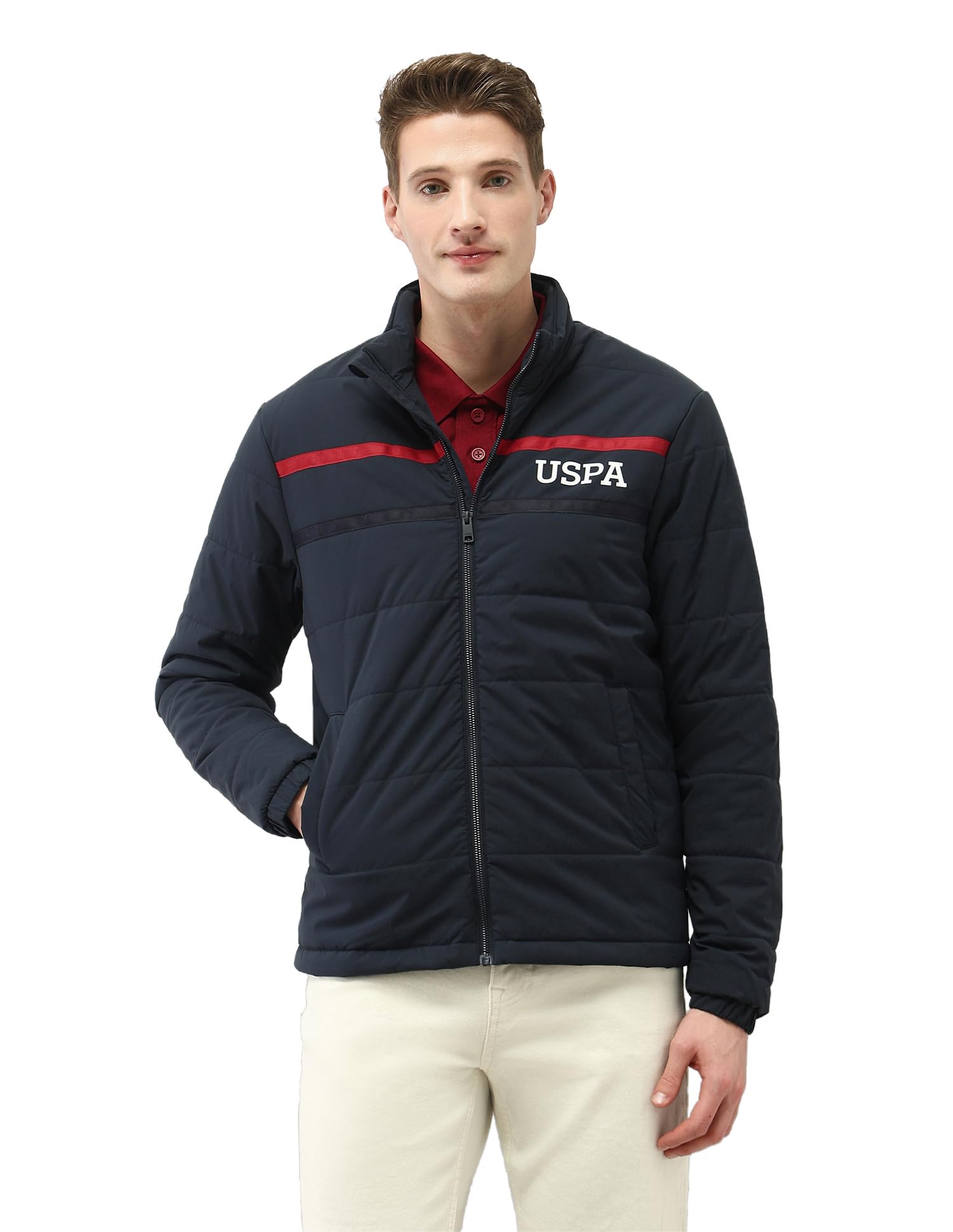 u.s. polo assn. U.S.Polo Association Men'S Solid Regular Fit Puffer Jacket-picture-36