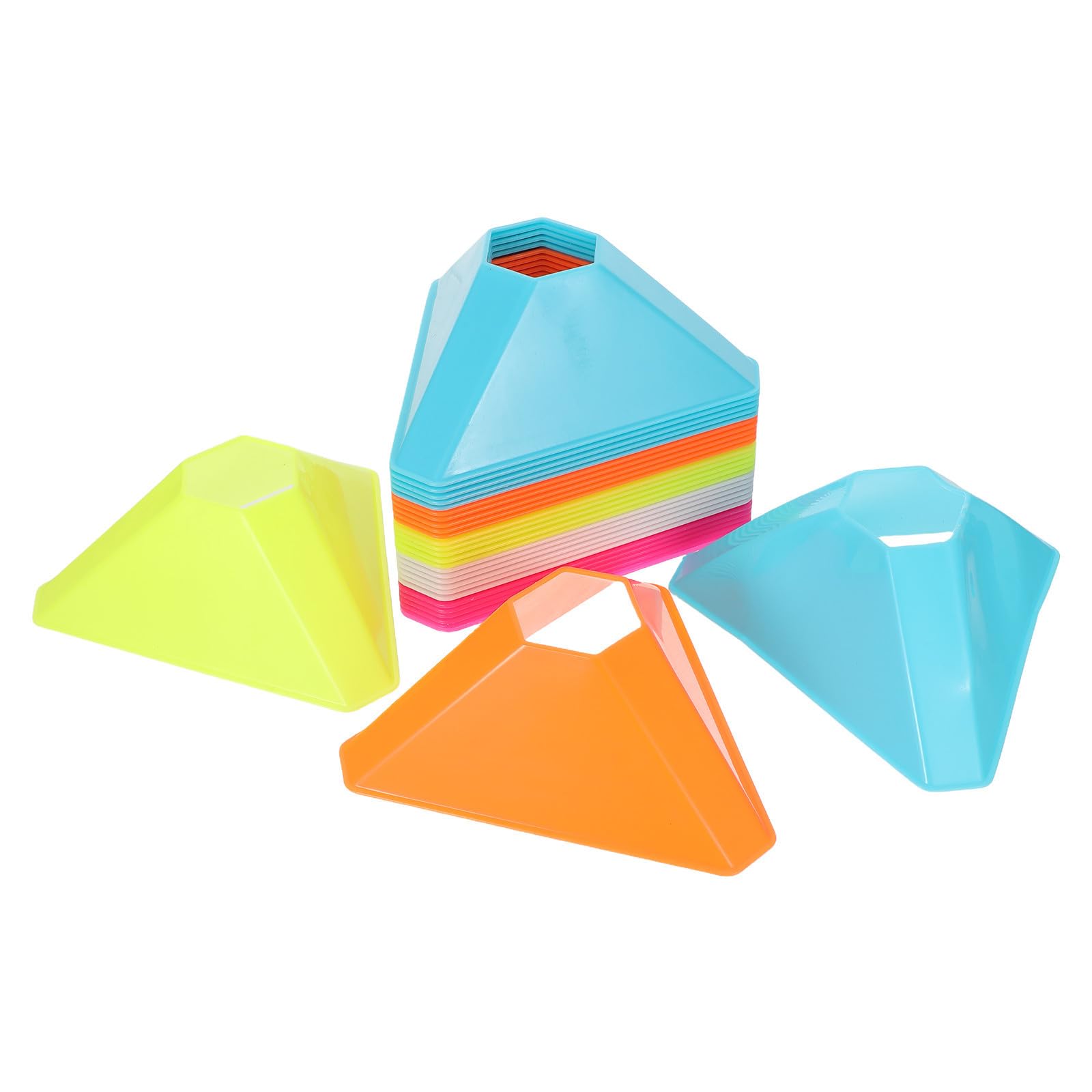 Healeved 30 Unidades Conos Triangulares Resistentes Deformación para Entrenamiento de Fútbol y Fáciles de Almacenar de Plástico para Entrenamiento Deportivo Juvenil