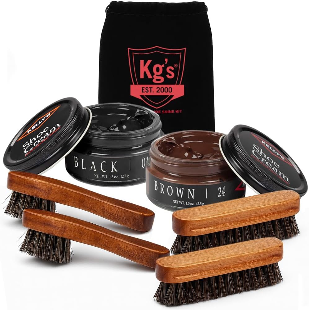 Premium Shoe Care Kit – Includes Cleaner, Suede Kit, Black & Brown Polish, Brushes, Applicators & Cloths for All Shoes