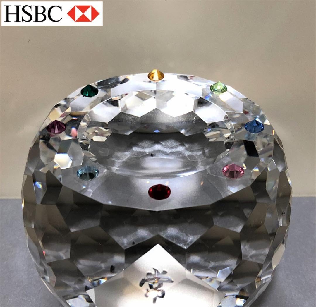 Amazon.co.jp: HSBC 香港上海銀行 記念品 クリスタル 常満 置物 風水 