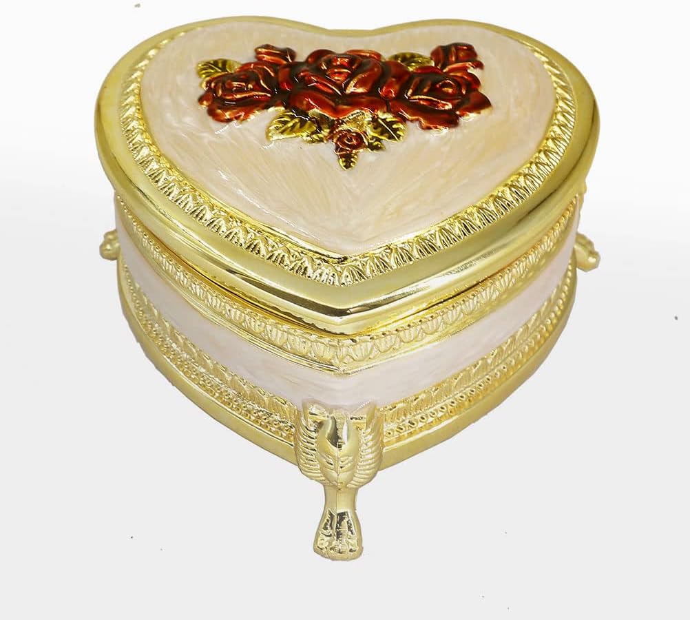 ROSIKING Red Rectangle Emboss Alloy Metal Music Box Wind Up Antique Jewelry Musical Boxes Christmas Birthday Valentine's Day Gifts Plays Anastasia-Once Upon a December