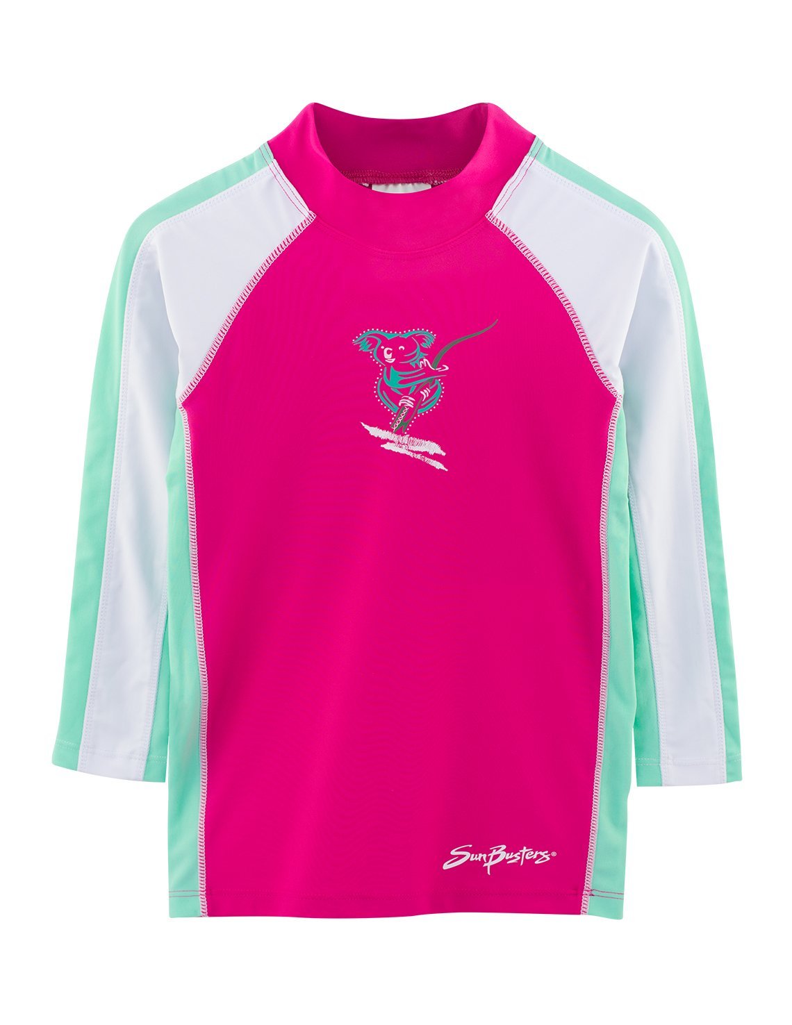SunBusters Girls L/S Rash Guard(UPF 50+), Poppy, 12/18 mos