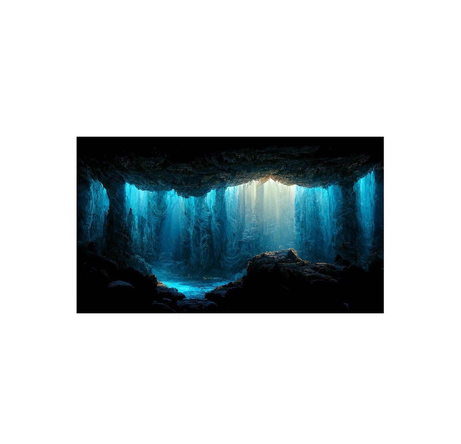 Fondo de Acuario Adhesivo for Fondo de Acuario, Papel Tapiz Piedra Cueva submarina, decoración pecera, póster Paisaje PVC para decoración de Acuario y pecera(60x120cm)