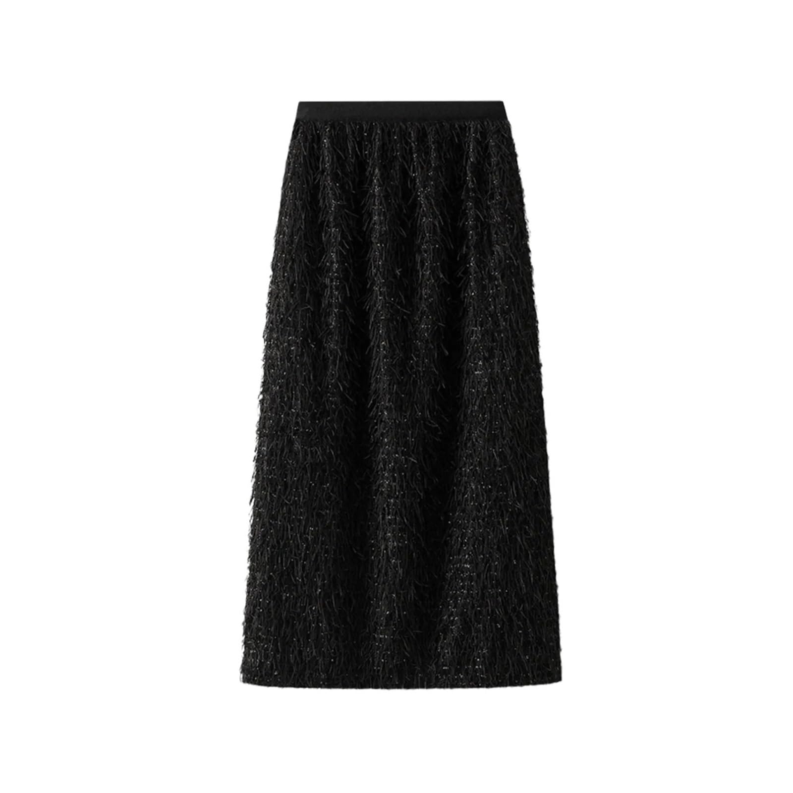 Jupe à franges en plumes taille haute pour silhouette élancée - 6