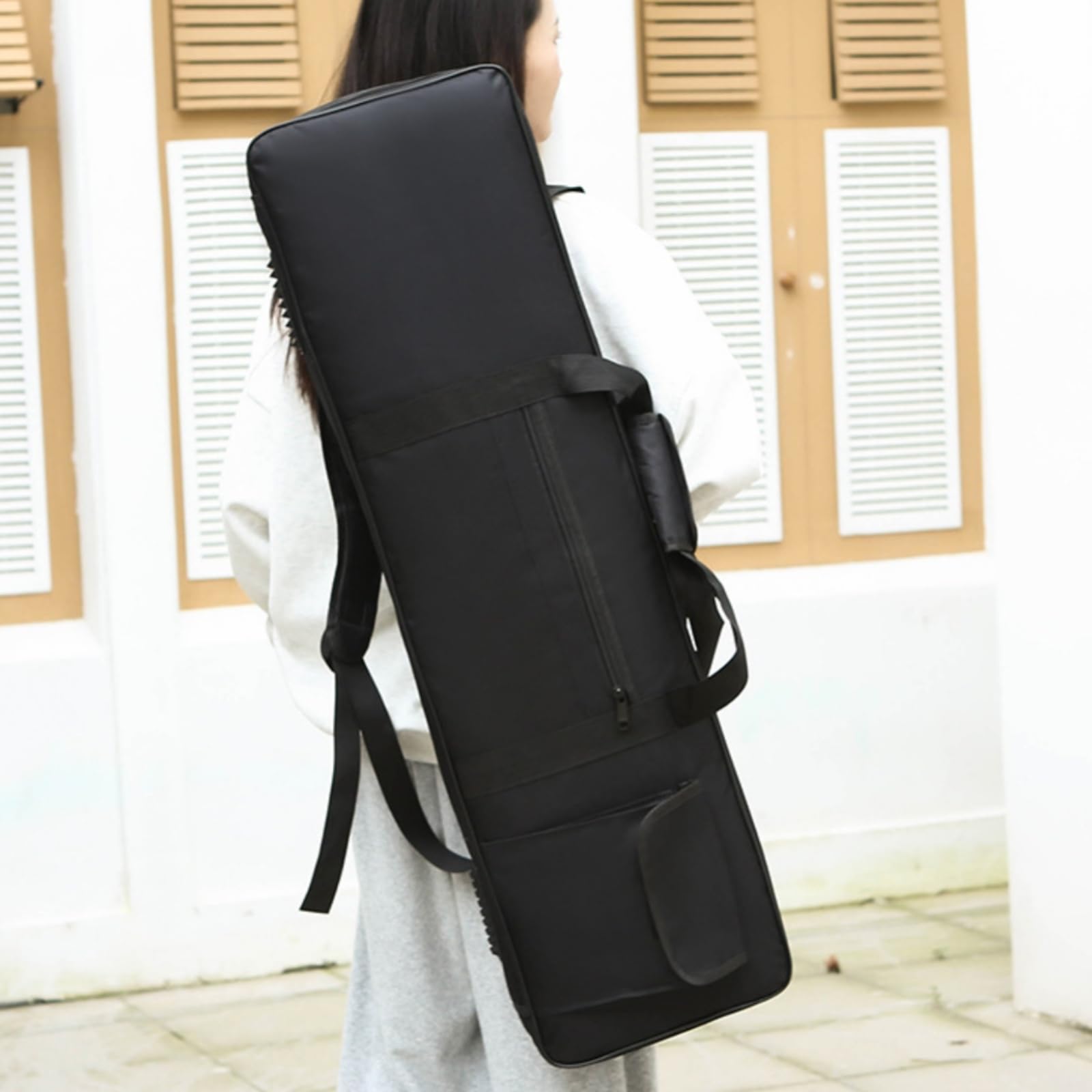 wasserdichte Tastaturtasche Klavier Keyboard Synthesizer Gepolsterte Oxford Tasche Doppelgriffe für Musiker Familien Unterricht Pendeln, Rot, 88-Tasten S