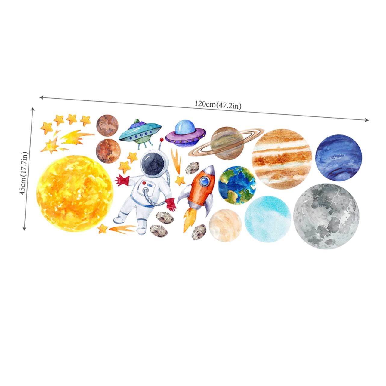 ibasenice 2pezzi Adesivi Murali Tema Spaziale Per Camerette Di Ragazzo Ragazza Stickers Pianeti Facile Applicazione e Rimozione Decorazioni Per Nursery e Stanze Da Gioco e Autoadesivo