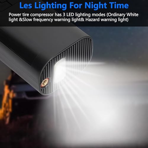 Miniatura 5 de Portable Air Compressor for Car Tires Fast Cordless Tire Inflator Car Air Pump 12V Real 150PSI 6000mAh Electric Car Tire Pump with Emergency Light