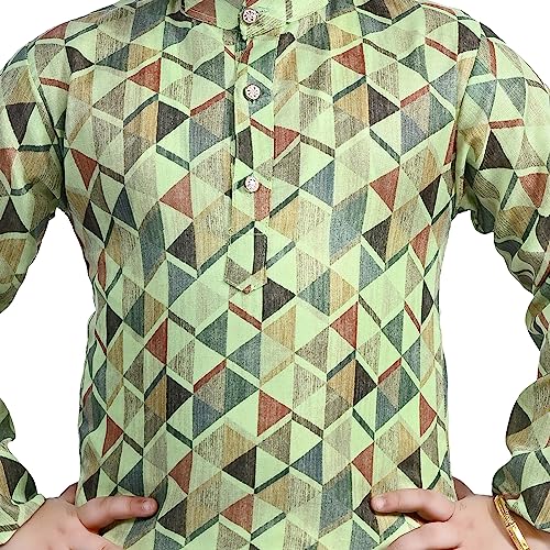 Image of Boys Ethnic Wear Printed Cotton Kurta Pajama set