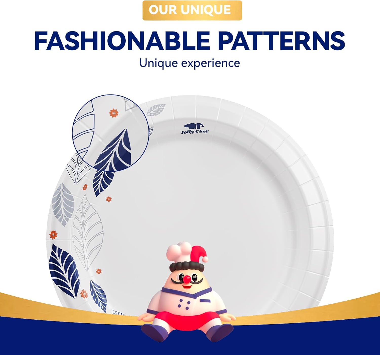 JOLLY CHEF 280 Count Paper Plates 8 inch Soak Proof, Cut Proof, Heavy Duty Leaf Printed Disposable Paper Plates for Everyday Use - Image 4