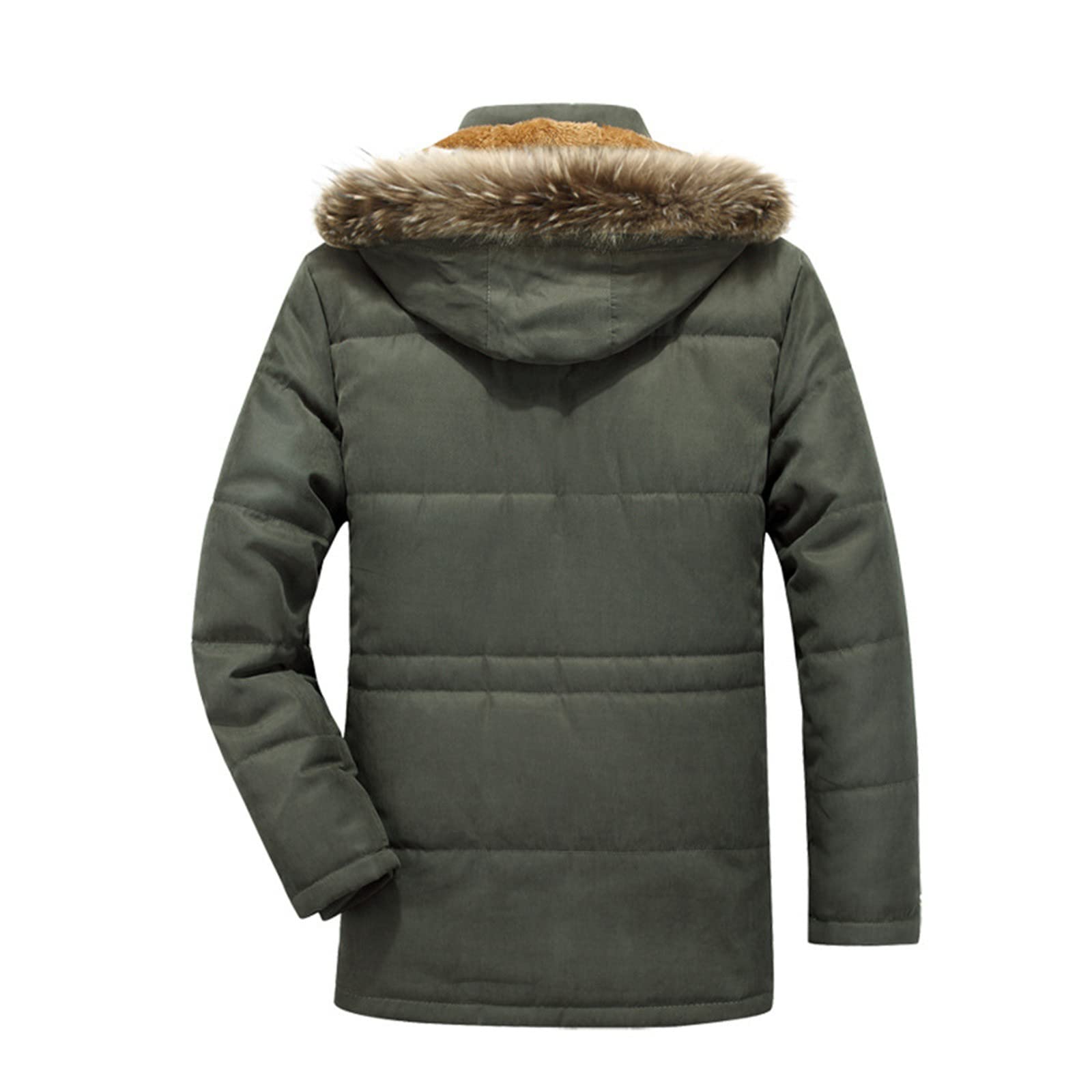 Parka da uomo pesante con cappuccio in pelliccia parcheggiata, con cappuccio staccabile ispessito caldo con cappuccio, giacche invernali da uomo, piumino termico, cappotti lunghi, comodi e imbottiti