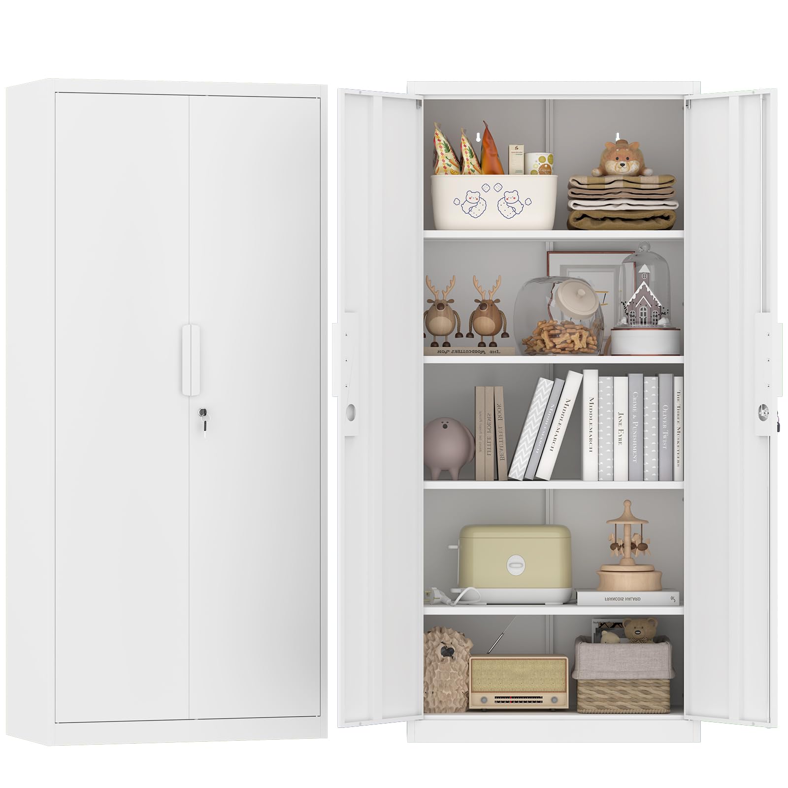 GREATMEET Metal Garage Storage Cabinets, 71' Tall Locking